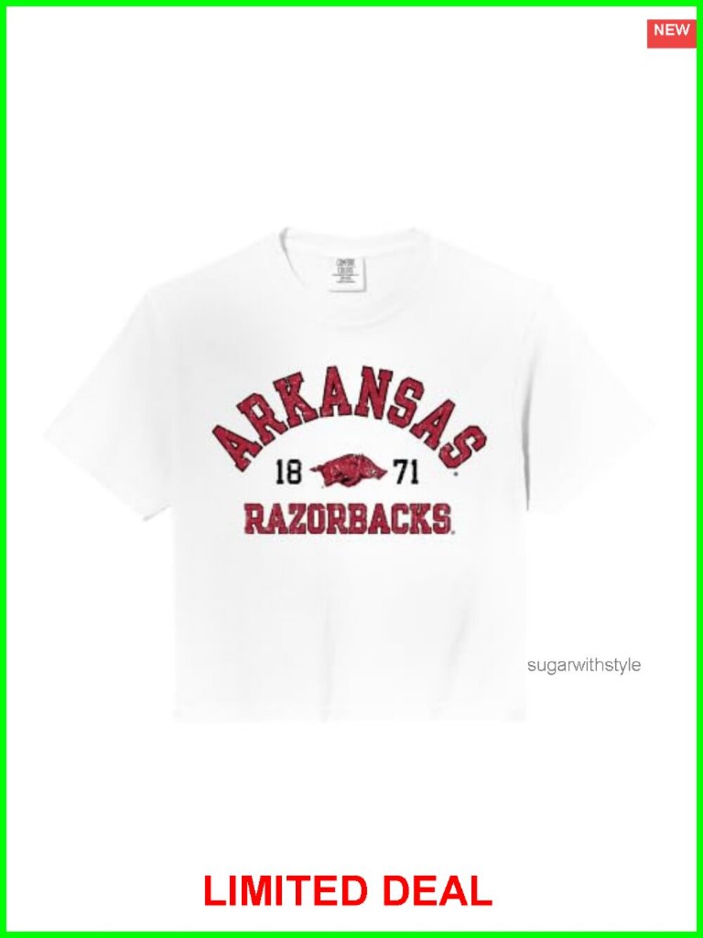 Arkansas Razorbacks Cropped T-Shirt Comfort Colors Cotton Fan Apparel